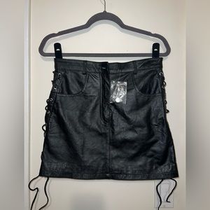 NWOT USA Bikers Dream Apparel NWOT Leather Mini Skirt Lace Up
